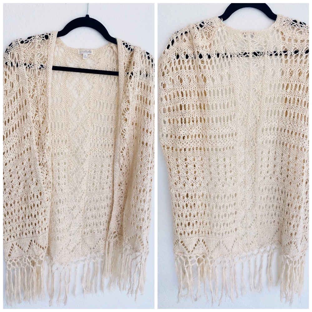 Charming Charlie crochet kimono